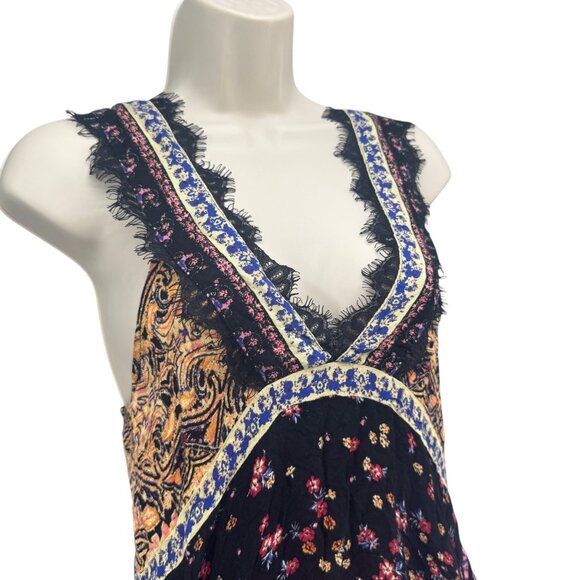 Intimately Free People East Willow Trapeze Slip Dress Black Combo Floral Size XS - Picture 2 of 12